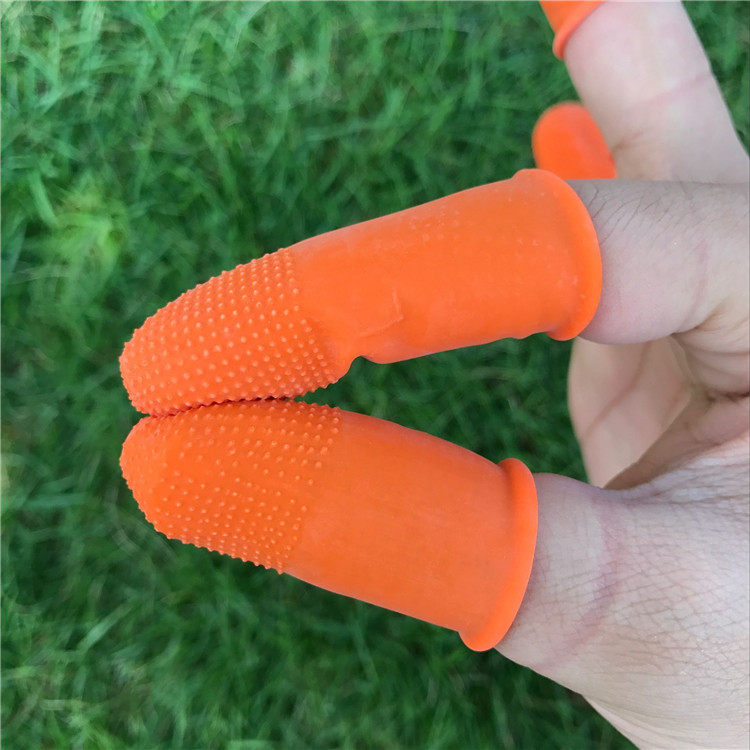 橙色防滑手指套一次性乳胶橡胶耐磨加厚劳保工业防静电打磨用指套