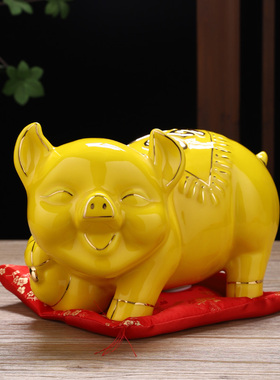 陶瓷招财风水黄色储蓄罐存钱罐