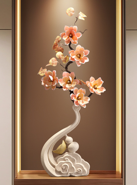 入户玄关正对门摆件客厅插仿真花瓶艺术装饰轻奢高级乔迁开业礼物