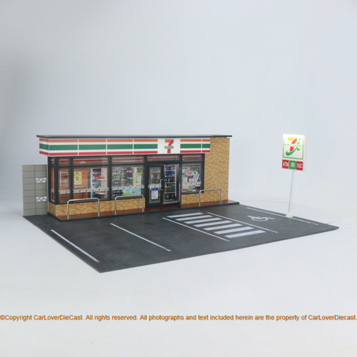 G-FANS 1:18  7-11带灯建筑场景模型 4车位 - 图1