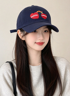 韩系新款刺绣鸭舌帽子女春秋百搭遮阳帽显脸小透气户外情侣棒球帽