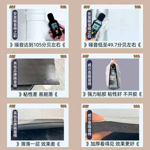 隔音棉包下水管道墙体室内家用静音吸音棉自粘雨棚防滴水超强消音 - 图1