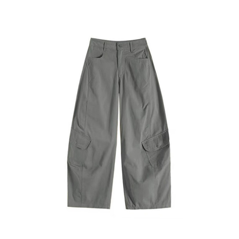 设计感阔腿工装弯刀裤子女大码胖mm今年流行梧桐裤休闲香蕉镰刀裤