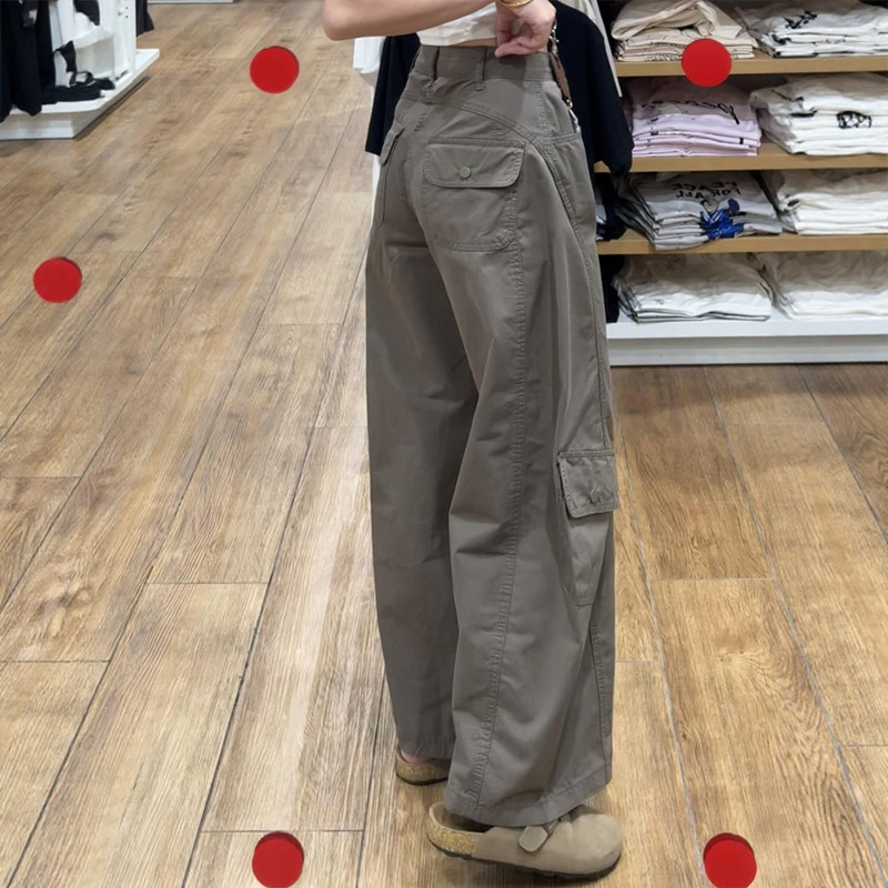 设计感阔腿工装弯刀裤子女大码胖mm今年流行梧桐裤休闲香蕉镰刀裤