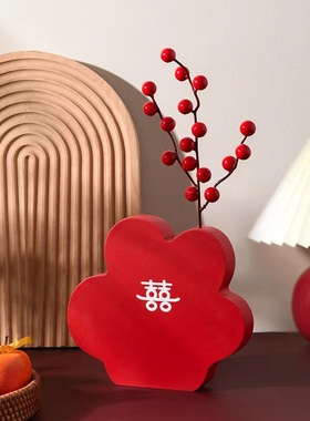 木质花瓶结婚订婚婚房客厅摆件