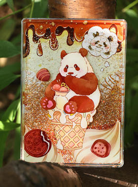 树脂卡通亚克力文创贴熊装饰摆件