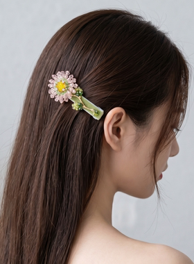浅夏森系甜美水晶花朵鸭嘴夹