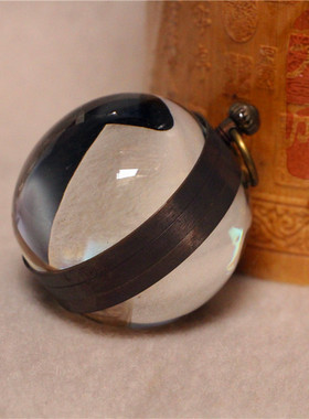 上发条纯铜玻璃座钟复古水晶球