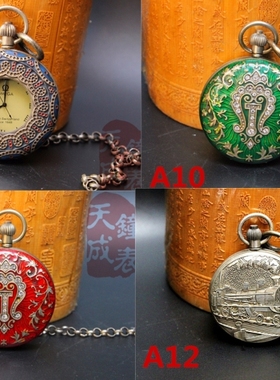 纯铜上发条机械复古景泰蓝