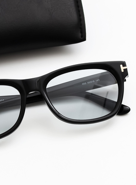 Laurence Paul 方形黑框太阳镜男潮流时尚眼镜框架浅色镜片装饰镜