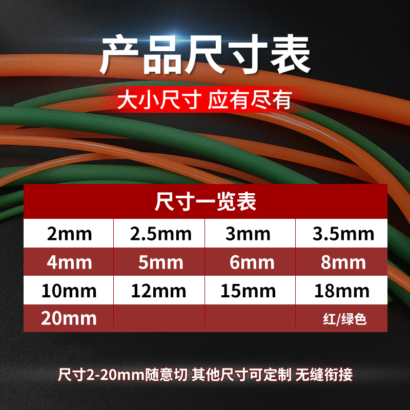 圆形皮带PU聚氨酯实心圆条TPU橡胶条粗面传动带牛筋绳工业传送带