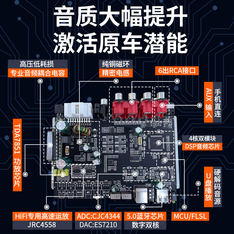 爱耶V8dsp汽车功放机车载四路无损专车专用大功率音频处理器音响 - 图1