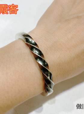 弘霞客时尚女足银银镯子实心订做