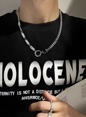 锆石吊坠钛钢项链男潮款