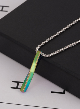 钛钢不褪色螺旋长条项链