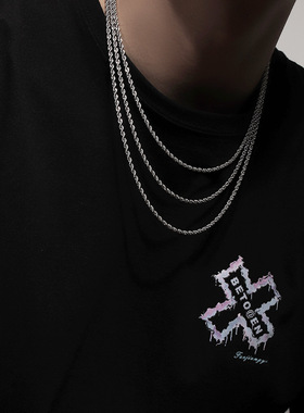 欧美街头锁骨链潮麻花链