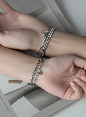 怦然心动情侣钛钢原创爱心磁铁