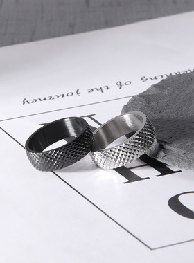 欧美菱形钛钢戒指男士嘻哈小众设计手饰潮流个性男潮指环情侣对戒