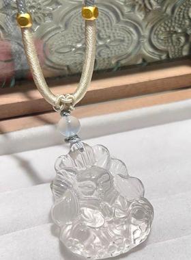 项链九尾狐吊坠天然粉水晶