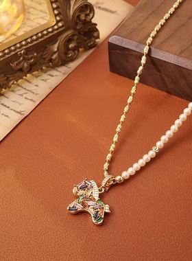 彩虹小马 冬季毛衣锁骨链女高级感珍珠百搭设计感