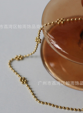 XL104 波珠链雪花米珠小金珠项链锁骨短链可爱学生女款 钛钢镀金