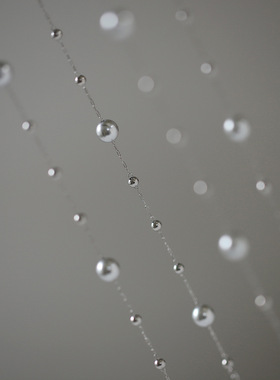 XL563 星际灰小众毛衣链手工项链玻璃珍珠仿真多麻银灰珍珠 钛钢