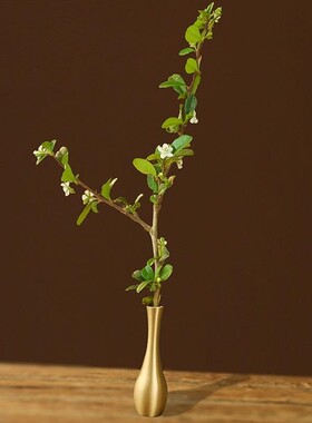 观世音菩萨净水花瓶迷你纯铜摆件插花干装饰桌面开通佛堂花器