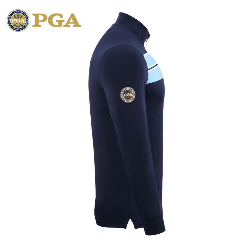 美国PGA 高尔夫服装 男士长袖T恤 秋冬季保暖 拉链衣领 比赛同款 - 图1