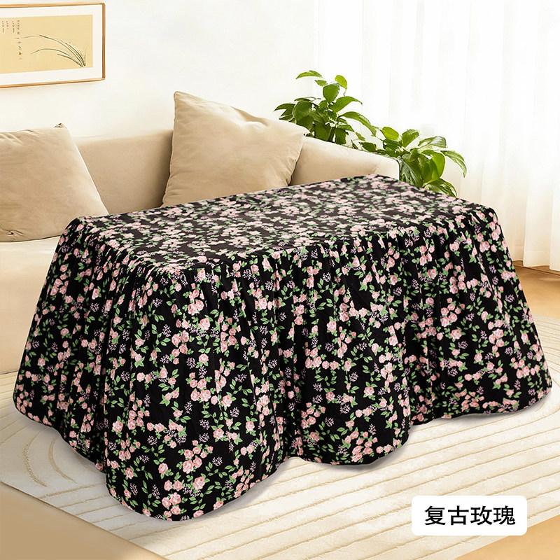 新款加厚烤火被罩双面脱胆可拆洗电取暖桌正长方形烤火桌罩套家用 - 图0