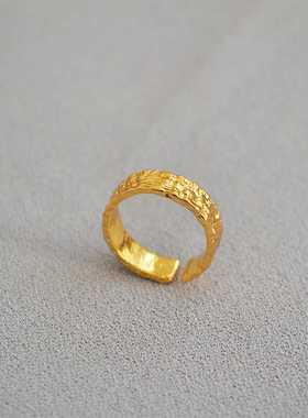 锤打凹凸纹理皱褶食指戒锡纸欧美