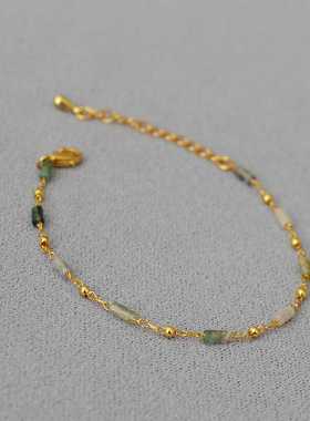 镀金Chic小众细手链复古真石串珠