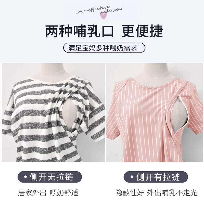 哺乳夏季外出喂奶裙子纯棉连衣裙 孕薇哺乳衣/月子服