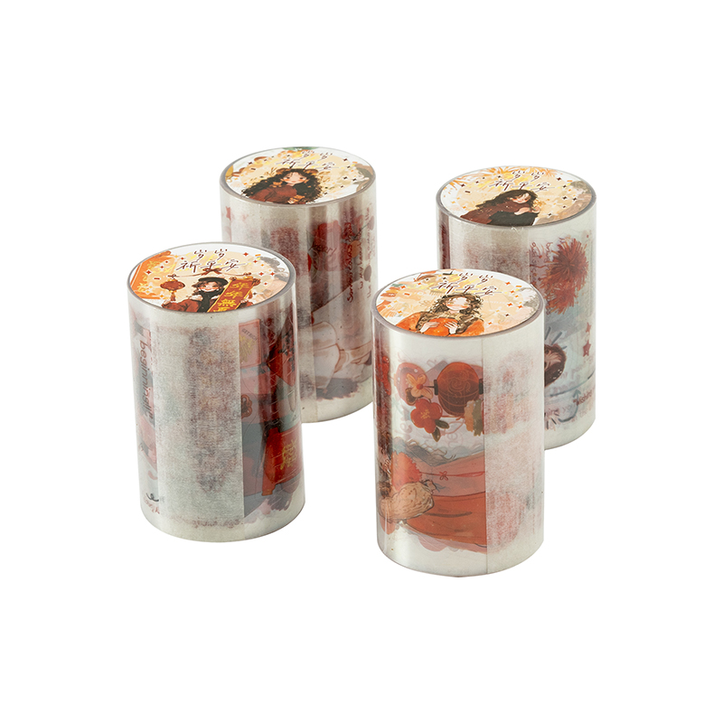 M|岁岁祈平安胶带 新春主题节日氛围精美对联人物pet模切拼贴画 - 图3