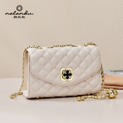 纳兰杜包包女式2025新款斜挎包女夏黑色小香风链条包小包真皮女包 - 图2