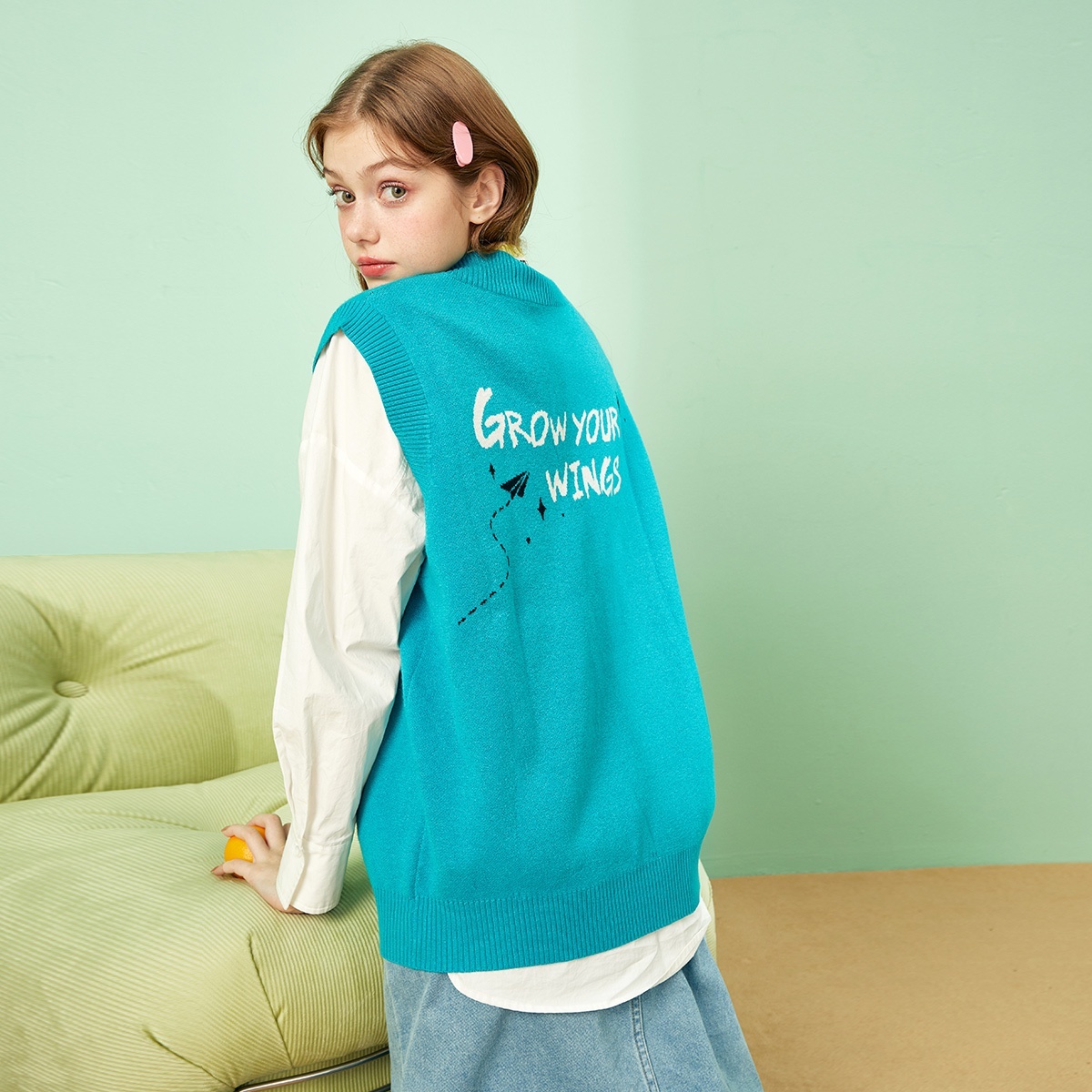 【29/件】EPTISON毛衣女2024冬季新款学院风潮流休闲提花针织马甲 - 图3