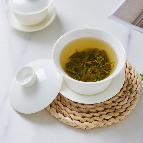景德镇白色骨瓷瓷茶具套装功夫茶杯家用客厅办公室会泡茶陶瓷盖碗 - 图1
