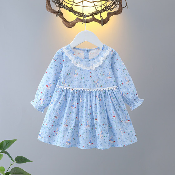 Baby long-sleeved dress spring and summer pure cotton thin baby style