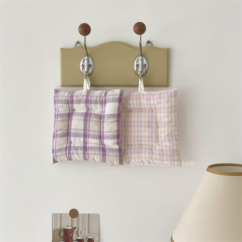 ins格子布艺夹棉吸水杯垫拍照氛围装饰道具餐桌隔热垫碗盘垫餐垫 - 图3