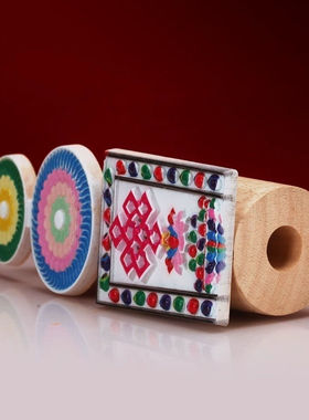 藏式实木彩绘八吉祥朵玛食子花佛堂吉祥八宝朵玛家用供奉摆件吉祥