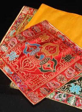 尼泊尔金刚铃杵垫子八吉祥十字金刚杵铃杵垫 法器垫修法垫21*22cm