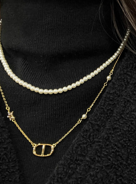 2025新款轻奢珍珠项链CD字母