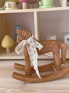北欧ins拍照木马摆件木质玩具马创意饰品玩偶桌面摆件客厅装饰