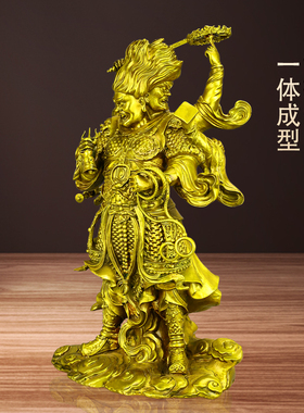 黄铜天蓬元帅三头六臂神像摆件