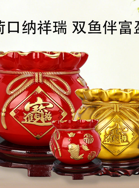 黄铜福袋聚宝盆摆件招财乔迁礼