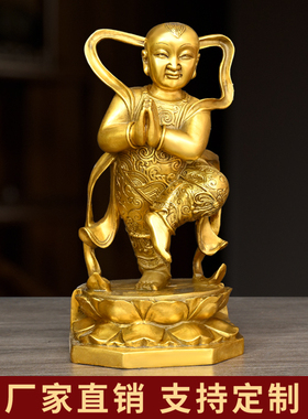 黄铜金童玉女善财童子客厅摆件