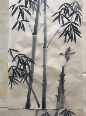 纯手绘写意国画竹子画心三尺可定制竹子清廉墨竹水墨花鸟真迹无字