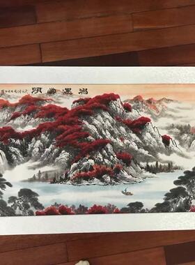 纯手工鸿运当头风水聚宝盆国画