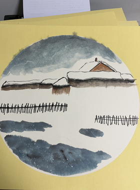 手绘国画卡纸二十四节气图装饰画风景画学校走廊办公室幼儿园挂画