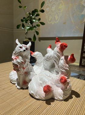 九尾狐摆件灵狐佛堂神像摆件办公室家用摆设桌面创意饰品手办