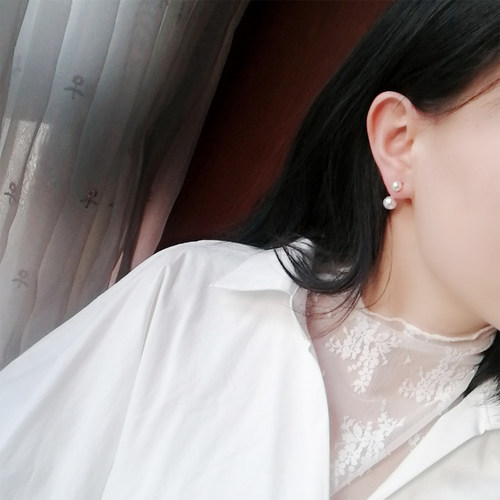 原创设计 珍珠耳环2020新款耳饰美国14K耳钉女长款气质双耳洞耳饰 - 图0
